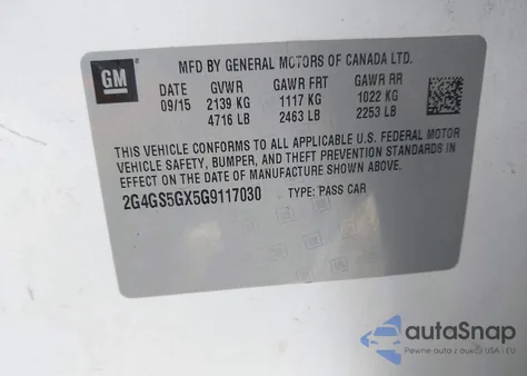 2016 Buick Regal Turbo Premium Ii z USA, uszkodzony, nr VIN 2G4GS5GX5G9117030